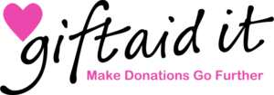 Gift Aid Logo reads "Gift Aid Make Donations Go Further